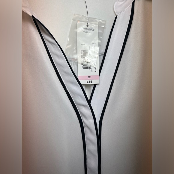 NWT Worthington White Black Tipping Blouse - Picture 4 of 7